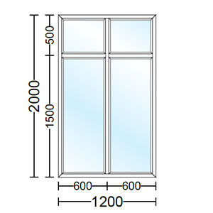 قیمت پنجره دو جداره‌ آلومینیوم دو لنگه ( دو لت ) ثابت